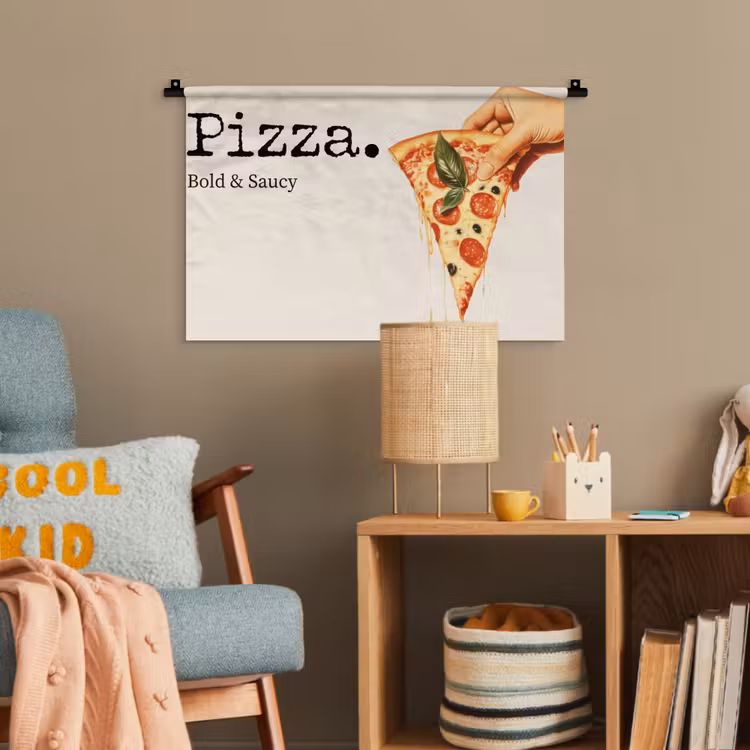 Pizza - Kaas - Pepperoni Wandkleed katoen klein -wsfeer4_kind
