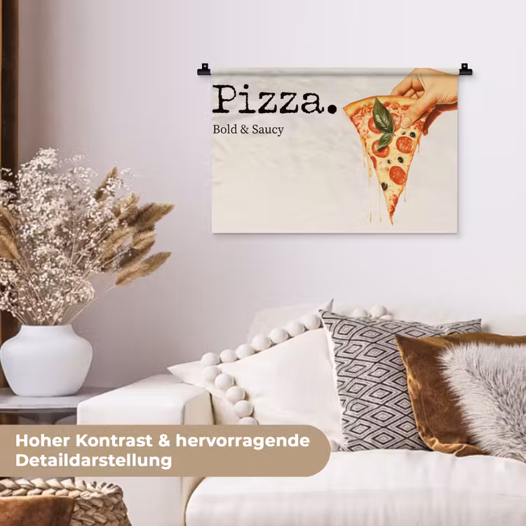 Pizza - Kaas - Pepperoni Wandkleed katoen klein -tsfeer1_DE