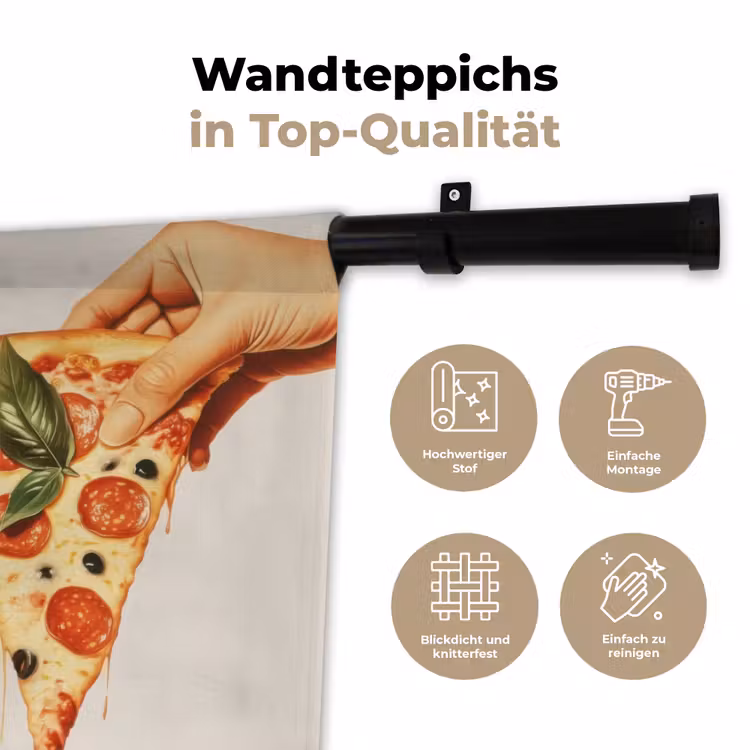 Pizza - Kaas - Pepperoni Wandkleed katoen klein -tsfeer2_DE