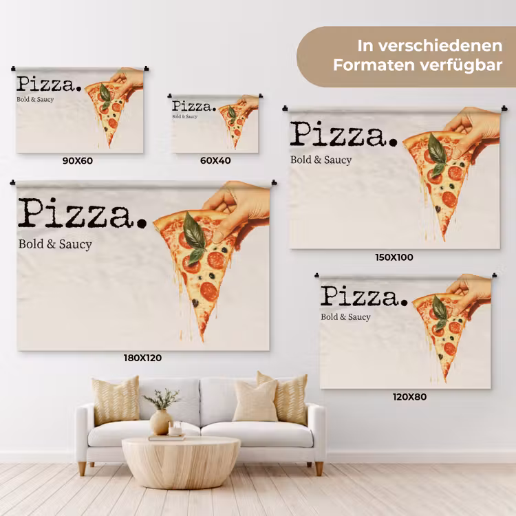 Pizza - Kaas - Pepperoni Wandkleed katoen klein -tsfeer8_DE