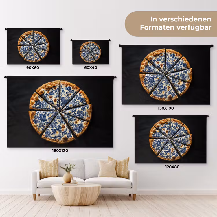 Pizza - Eten - Delftsblauw Wandkleed katoen klein -tsfeer8_DE