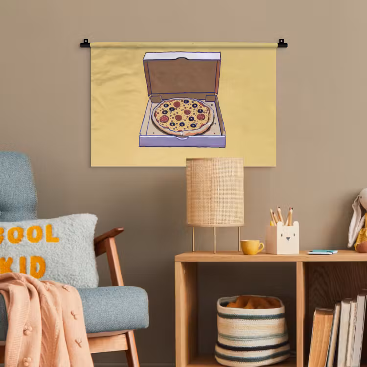 Pizza - Doos - Salami - Illustratie Wandkleed katoen klein -wsfeer4_kind