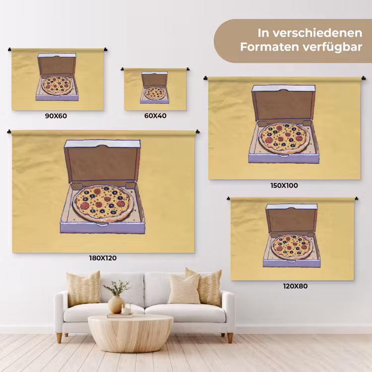 Pizza - Doos - Salami - Illustratie Wandkleed katoen klein -tsfeer8_DE