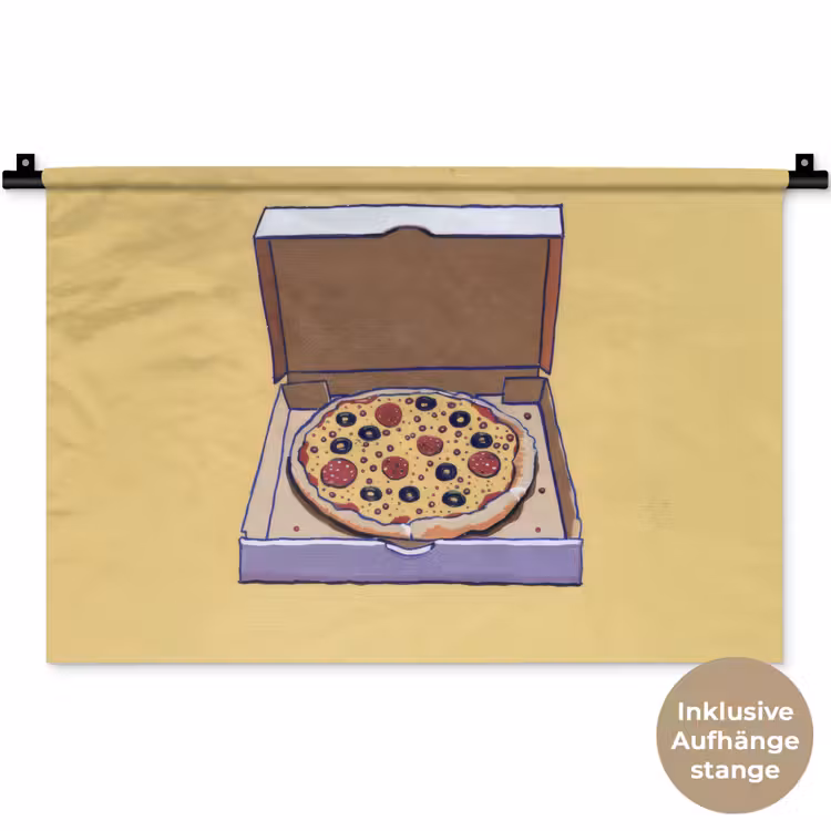 Pizza - Doos - Salami - Illustratie Wandkleed katoen klein -t3d_DE