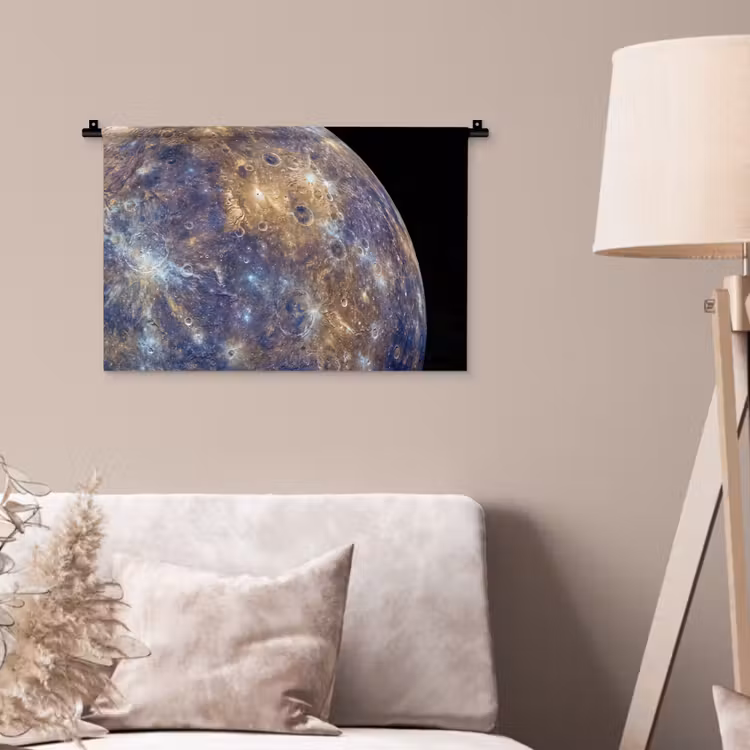 Wandteppich - Planet – Krater – Weltraum - Planeet - Kraters - Ruimte Wandkleed katoen klein