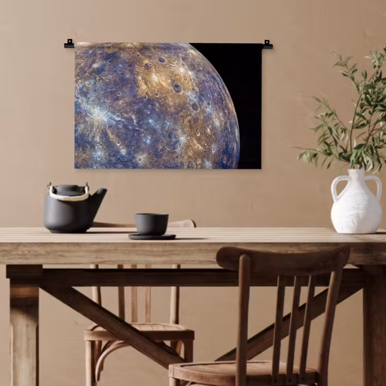 Wandteppich - Planet – Krater – Weltraum - Planeet - Kraters - Ruimte Wandkleed katoen klein