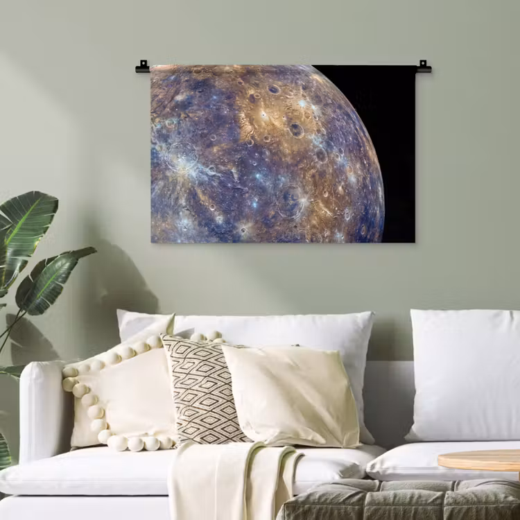 Wandteppich - Planet – Krater – Weltraum - Planeet - Kraters - Ruimte Wandkleed katoen klein