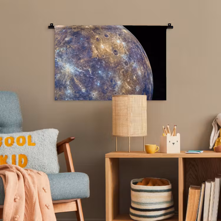 Wandteppich - Planet – Krater – Weltraum - Planeet - Kraters - Ruimte Wandkleed katoen klein