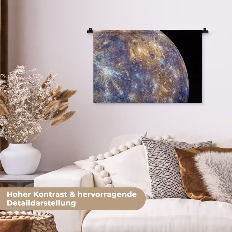 Wandteppich - Planet – Krater – Weltraum - Planeet - Kraters - Ruimte Wandkleed katoen klein
