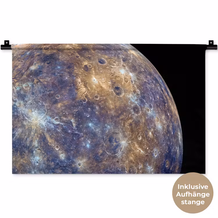 Wandteppich - Planet – Krater – Weltraum - Planeet - Kraters - Ruimte Wandkleed katoen klein