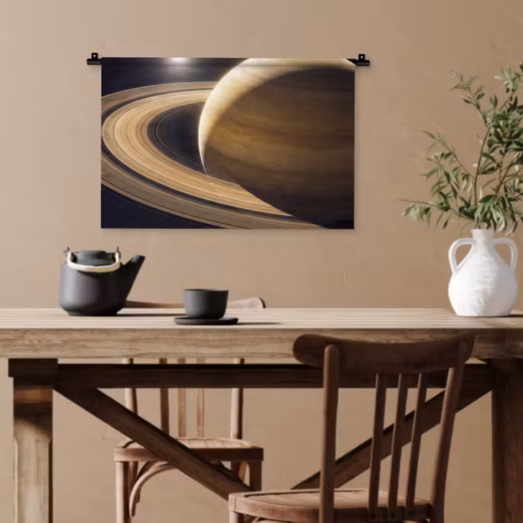 Wandteppich - Planet – Ringe – Weltraum - Planeet - Ringen - Ruimte Wandkleed katoen klein