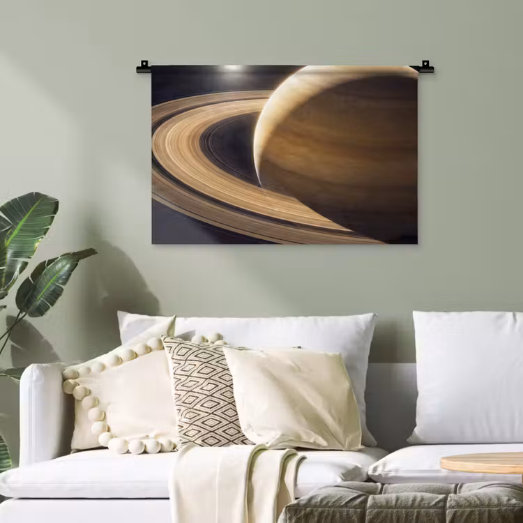 Wandteppich - Planet – Ringe – Weltraum - Planeet - Ringen - Ruimte Wandkleed katoen klein