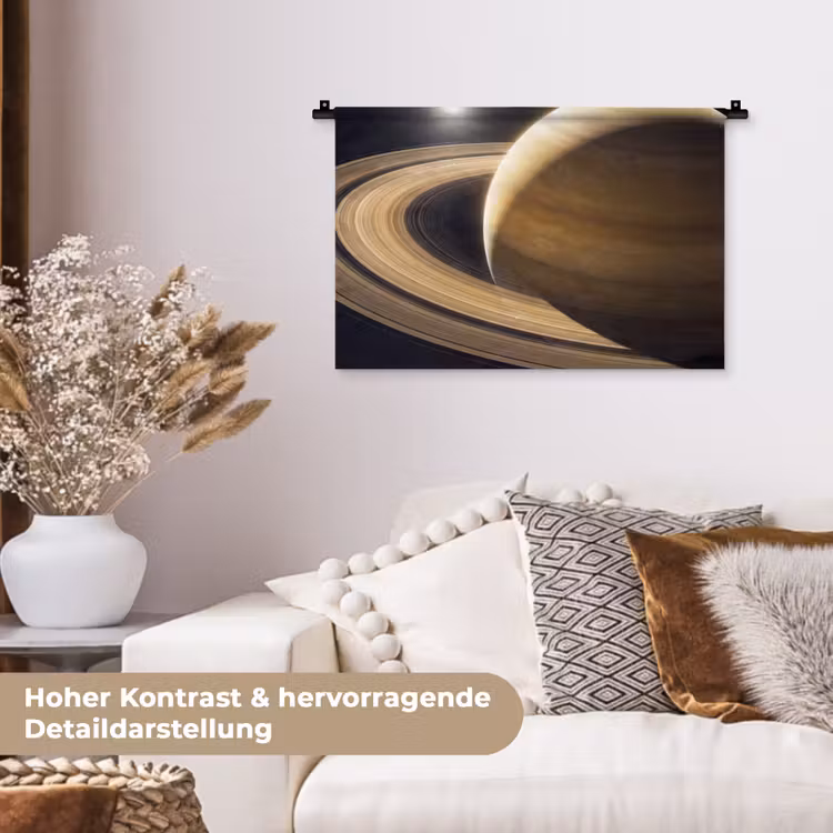 Wandteppich - Planet – Ringe – Weltraum - Planeet - Ringen - Ruimte Wandkleed katoen klein