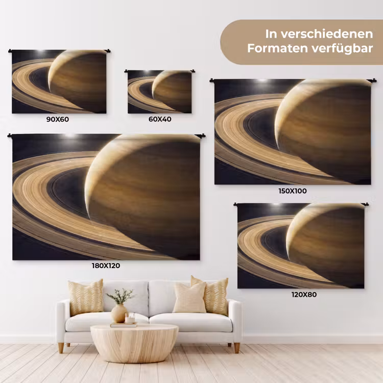 Wandteppich - Planet – Ringe – Weltraum - Planeet - Ringen - Ruimte Wandkleed katoen klein