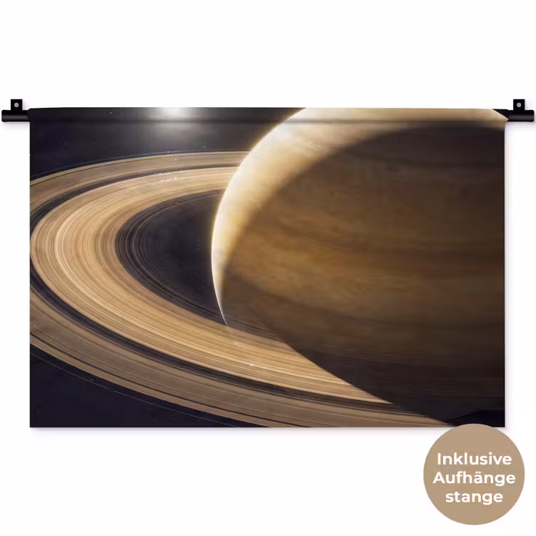Wandteppich - Planet – Ringe – Weltraum - Planeet - Ringen - Ruimte Wandkleed katoen klein