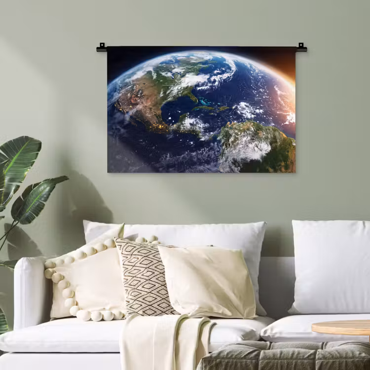 Wandteppich - Planet – Weltraum – Kosmos - Planeet - Ruimte - Kosmos Wandkleed katoen klein