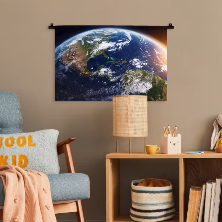 Wandteppich - Planet – Weltraum – Kosmos - Planeet - Ruimte - Kosmos Wandkleed katoen klein