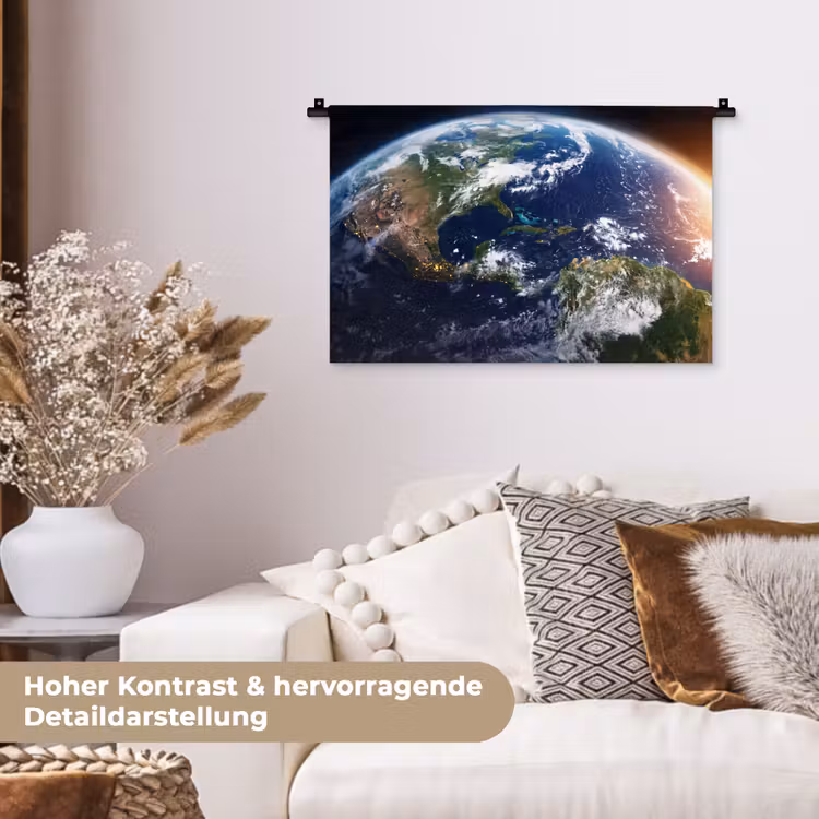 Wandteppich - Planet – Weltraum – Kosmos - Planeet - Ruimte - Kosmos Wandkleed katoen klein