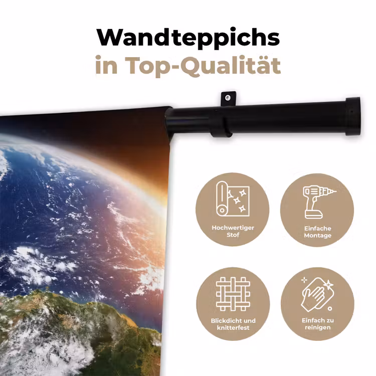 Wandteppich - Planet – Weltraum – Kosmos - Planeet - Ruimte - Kosmos Wandkleed katoen klein