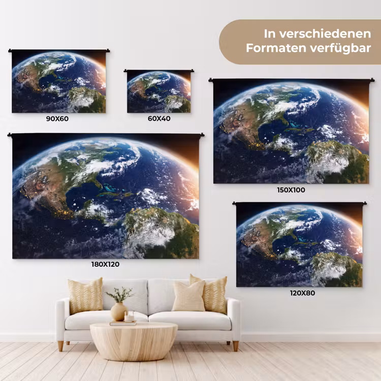 Wandteppich - Planet – Weltraum – Kosmos - Planeet - Ruimte - Kosmos Wandkleed katoen klein
