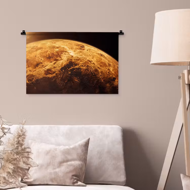 Wandteppich - Planet – Weltraum – Orange - Planeet - Ruimte - Oranje Wandkleed katoen klein