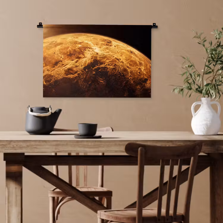 Wandteppich - Planet – Weltraum – Orange - Planeet - Ruimte - Oranje Wandkleed katoen klein