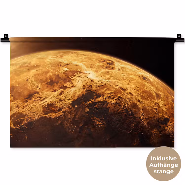 Wandteppich - Planet – Weltraum – Orange - Planeet - Ruimte - Oranje Wandkleed katoen klein