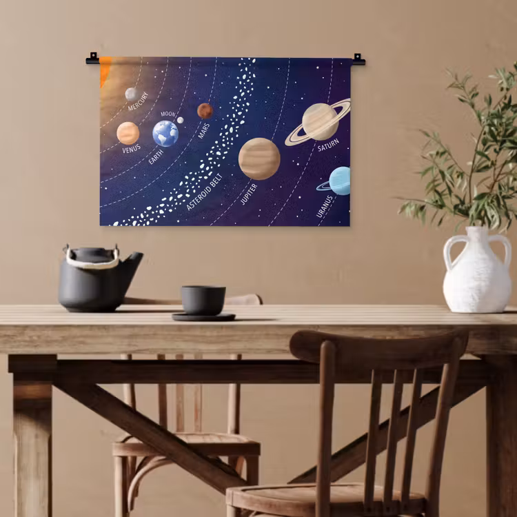 Planetenstelsel - Ruimte - Illustratie Wandkleed katoen klein -sfeer6