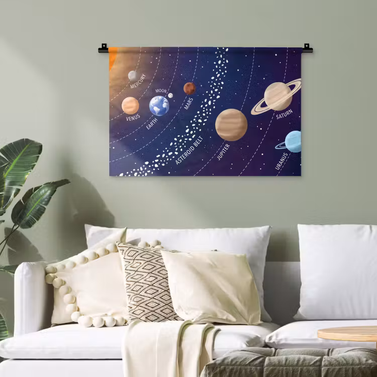Planetenstelsel - Ruimte - Illustratie Wandkleed katoen klein -sfeer7