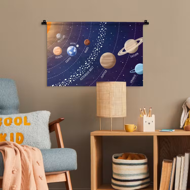 Planetenstelsel - Ruimte - Illustratie Wandkleed katoen klein -wsfeer4_kind