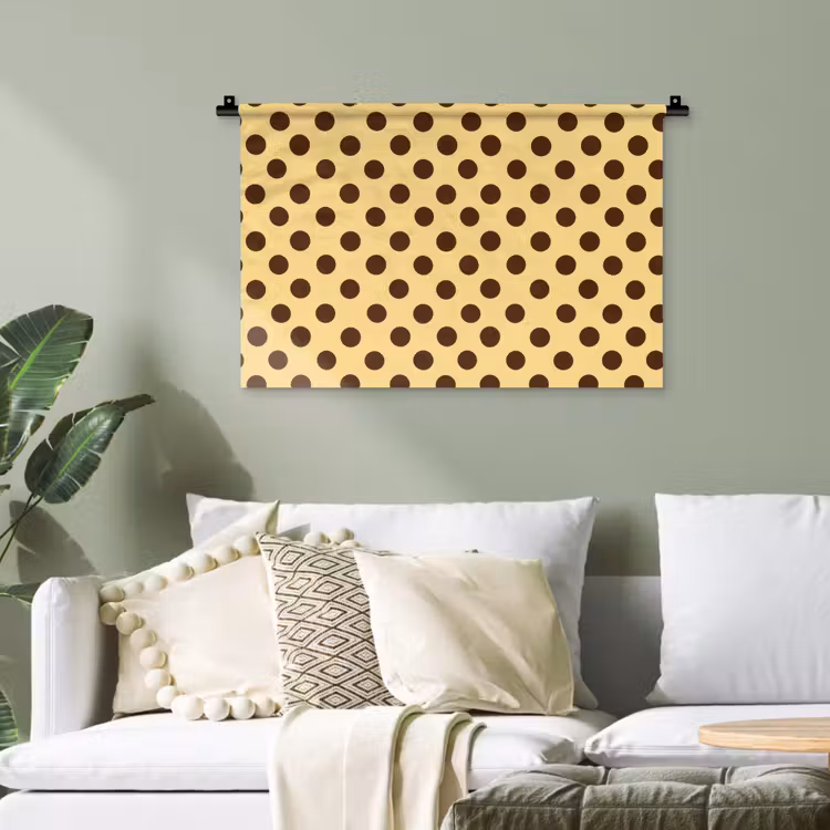 Polka Dot - Stippen - Retro - Geel - Bruin Wandkleed katoen klein 269 -sfeer7