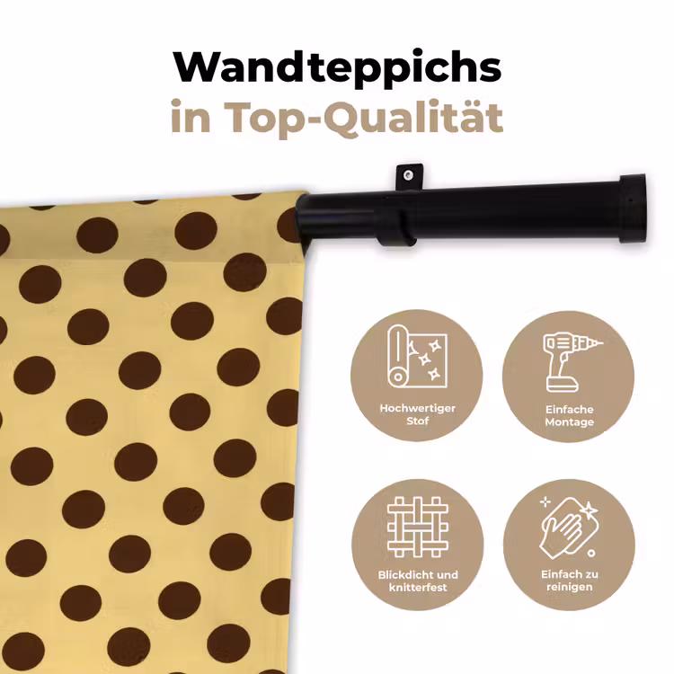 Polka Dot - Stippen - Retro - Geel - Bruin Wandkleed katoen klein 269 -tsfeer2_DE