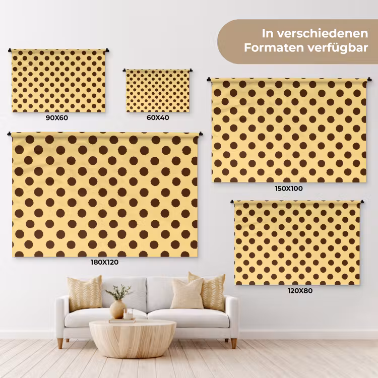 Polka Dot - Stippen - Retro - Geel - Bruin Wandkleed katoen klein 269 -tsfeer8_DE
