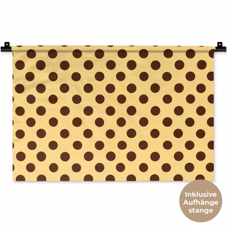 Polka Dot - Stippen - Retro - Geel - Bruin Wandkleed katoen klein 269 -t3d_DE