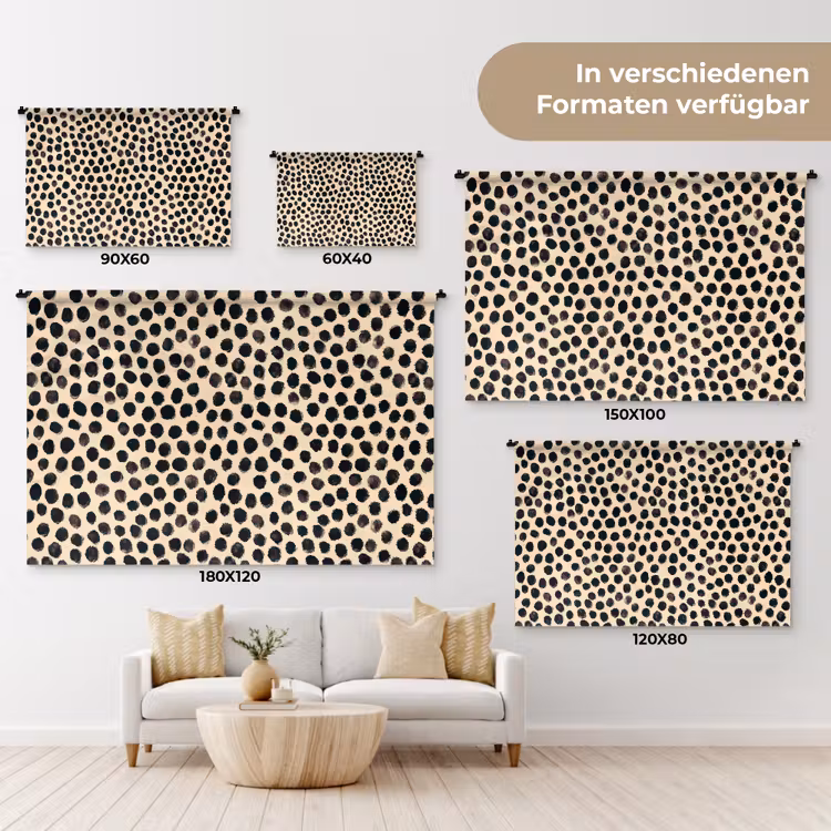 Stippen - Patroon - Zwart Wandkleed katoen klein 269 -tsfeer8_DE