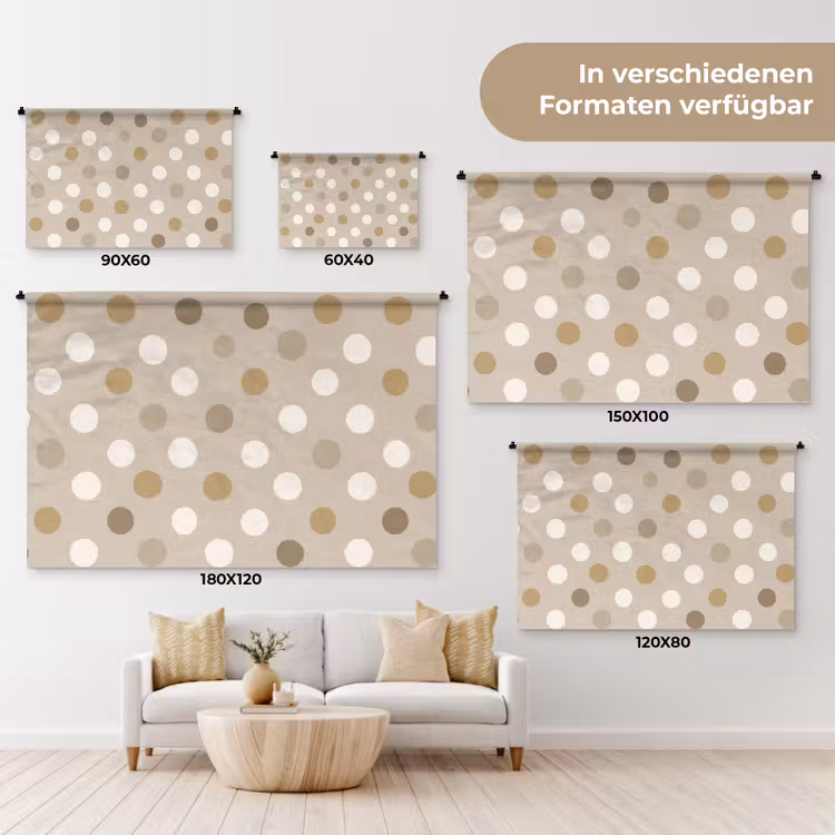 Polka - Dots - Beige Wandkleed katoen klein 269 -tsfeer8_DE