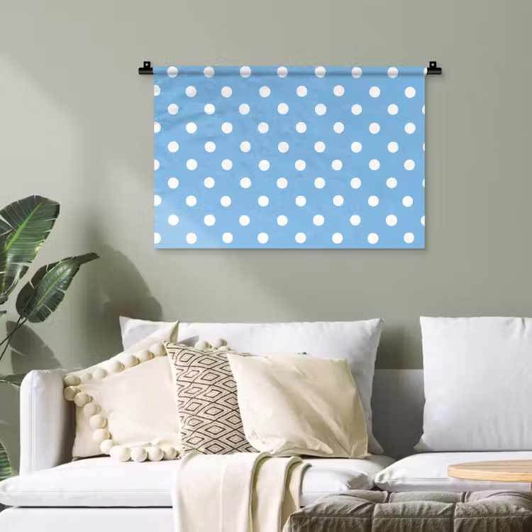 Polka - Dots - Blauw Wandkleed katoen klein 269 -sfeer7