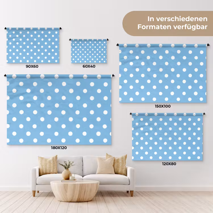 Polka - Dots - Blauw Wandkleed katoen klein 269 -tsfeer8_DE