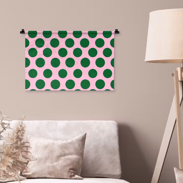 Polkadots - Patroon - Groen Wandkleed katoen klein 269 -sfeer4