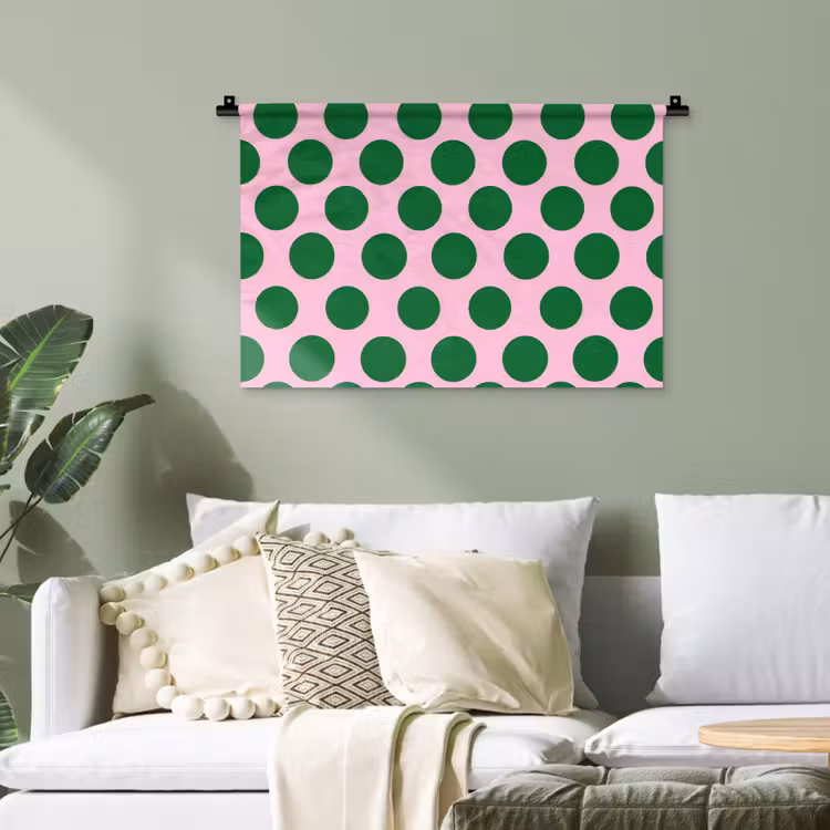 Polkadots - Patroon - Groen Wandkleed katoen klein 269 -sfeer7