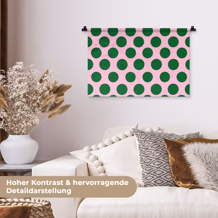 Polkadots - Patroon - Groen Wandkleed katoen klein 269 -tsfeer1_DE