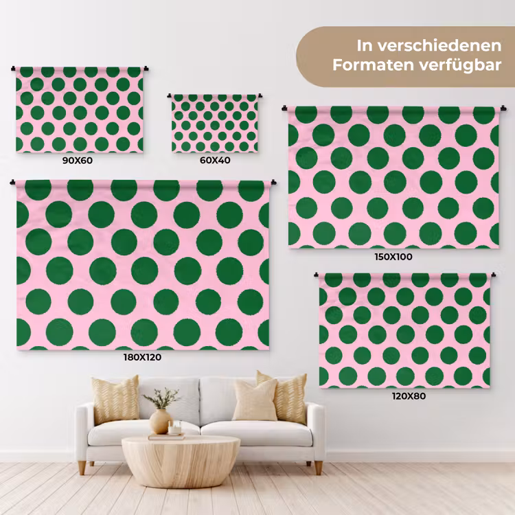 Polkadots - Patroon - Groen Wandkleed katoen klein 269 -tsfeer8_DE