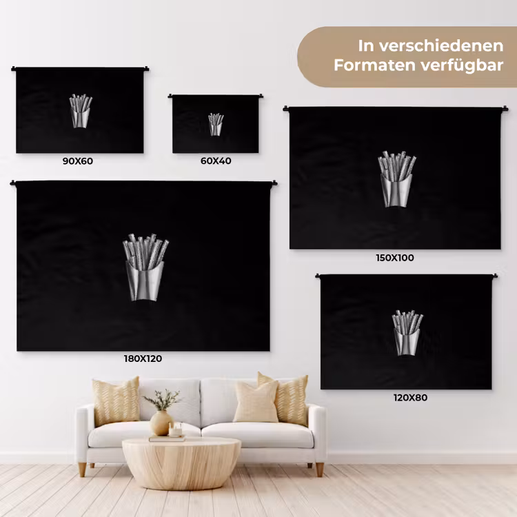 Frietjes - Futuristisch - Zilver Wandkleed katoen klein -tsfeer8_DE