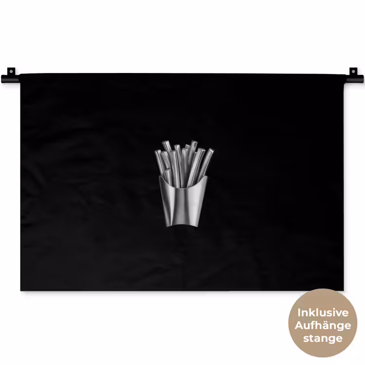 Frietjes - Futuristisch - Zilver Wandkleed katoen klein -t3d_DE