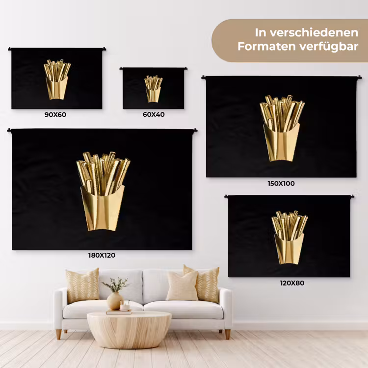 Friet - Goud - Chrome - Eten Wandkleed katoen klein -tsfeer8_DE