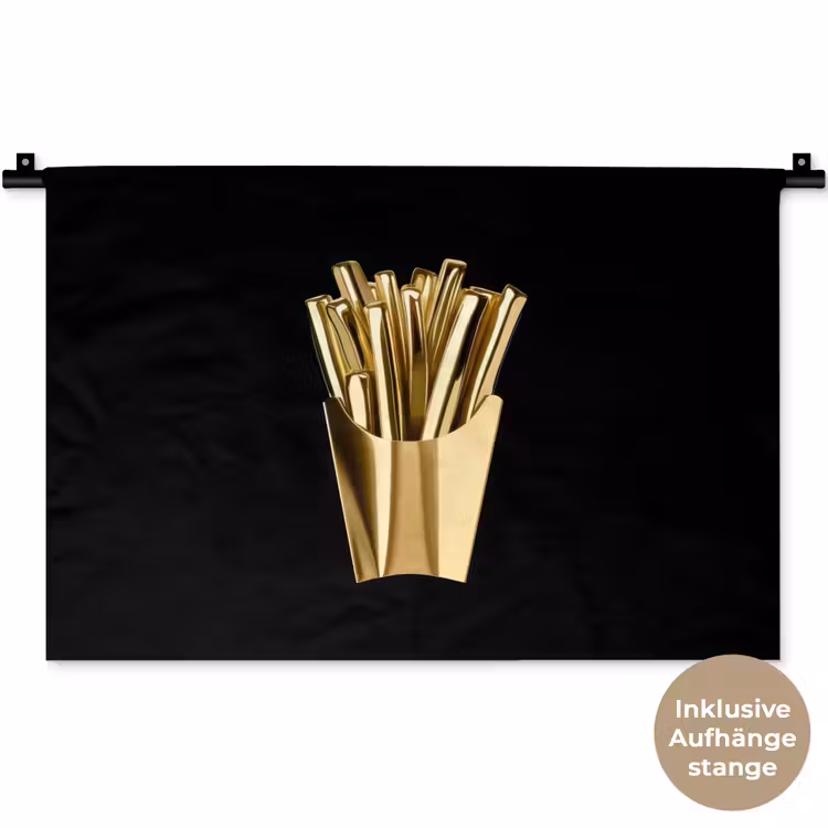 Friet - Goud - Chrome - Eten Wandkleed katoen klein -t3d_DE
