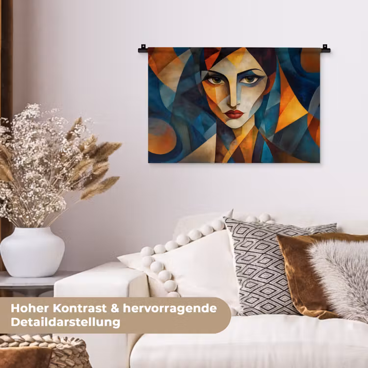 Portret - Abstract - Vormen Wandkleed katoen klein -tsfeer1_DE