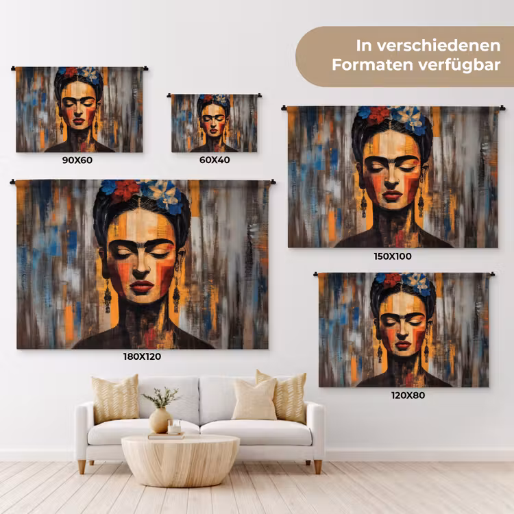 Portret - Vrouw - Bloemen Wandkleed katoen klein -tsfeer8_DE
