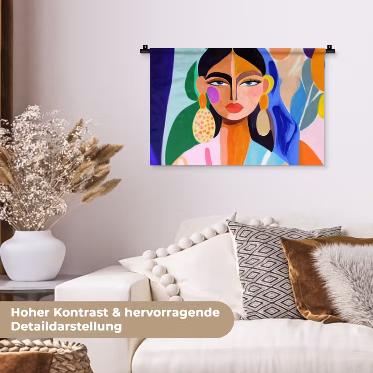 Portret - Vrouw - Modern Wandkleed katoen klein -tsfeer1_DE