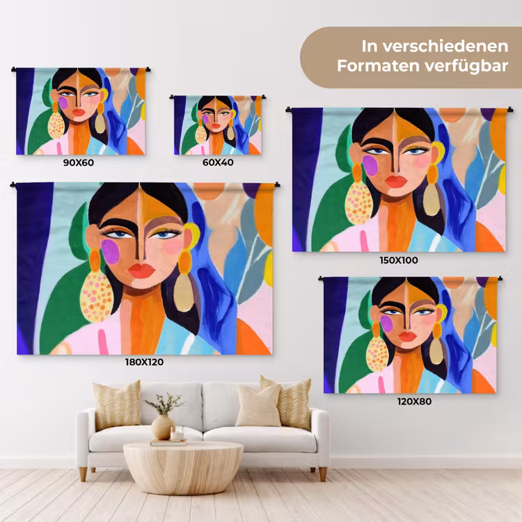 Portret - Vrouw - Modern Wandkleed katoen klein -tsfeer8_DE